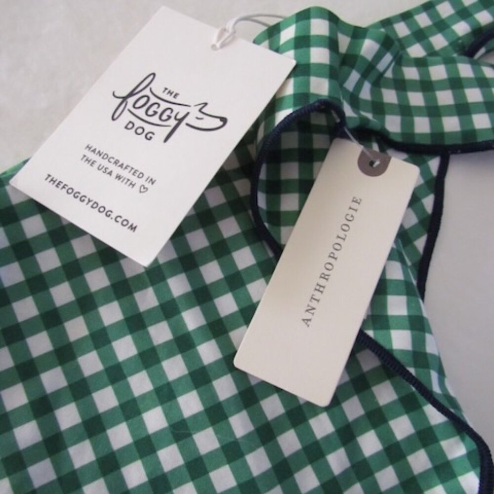 The Foggy Dog Grass Green Gingham Dog Bandana Sz Medium